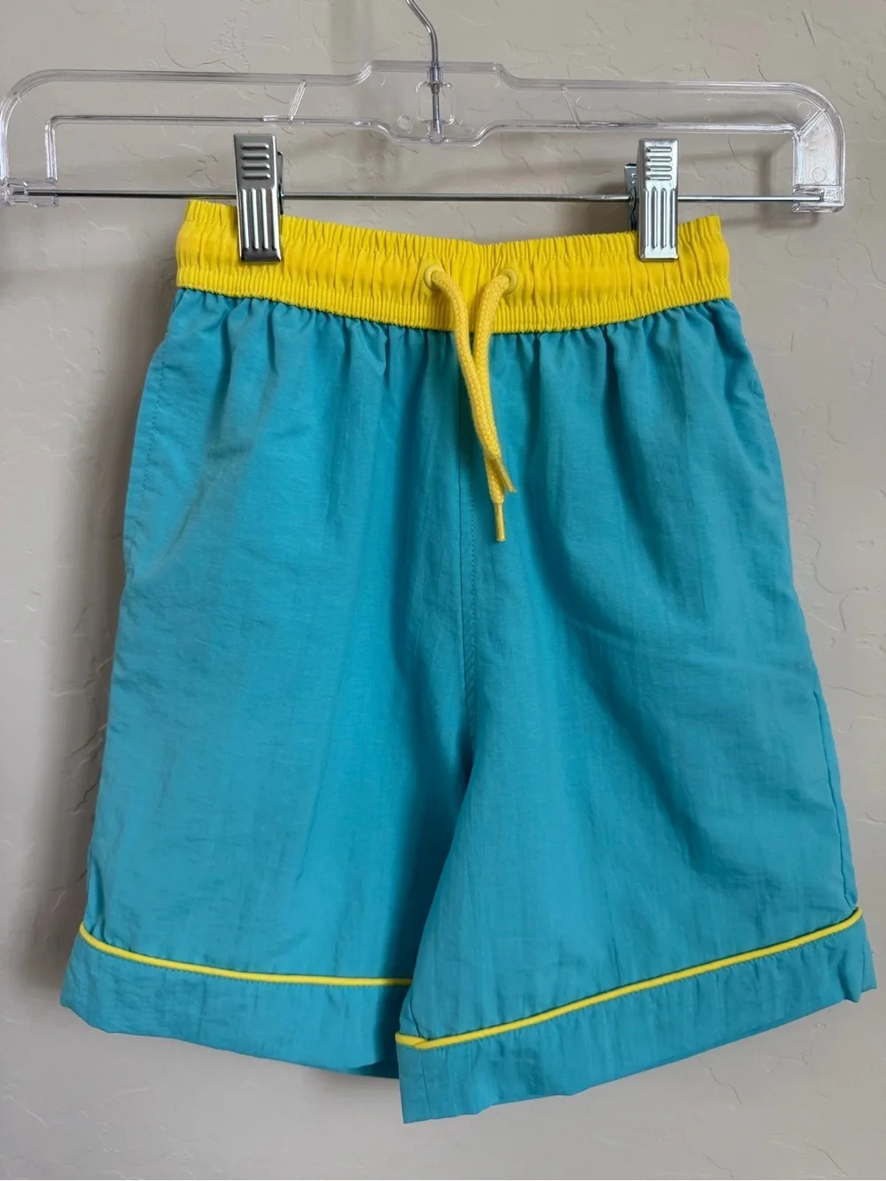 The Sunday Collective Aqua Yellow Swim Trunks Boys NWT Made in Portugal